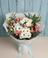 Букет цветов из:  Розы, Лизиантусы и Хризантемы в Софьино