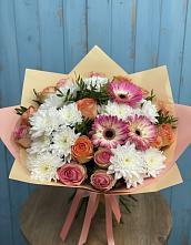 Букет цветов из:  Розы, Герберы и Хризантемы #REPLACE_PRED# Софьино
