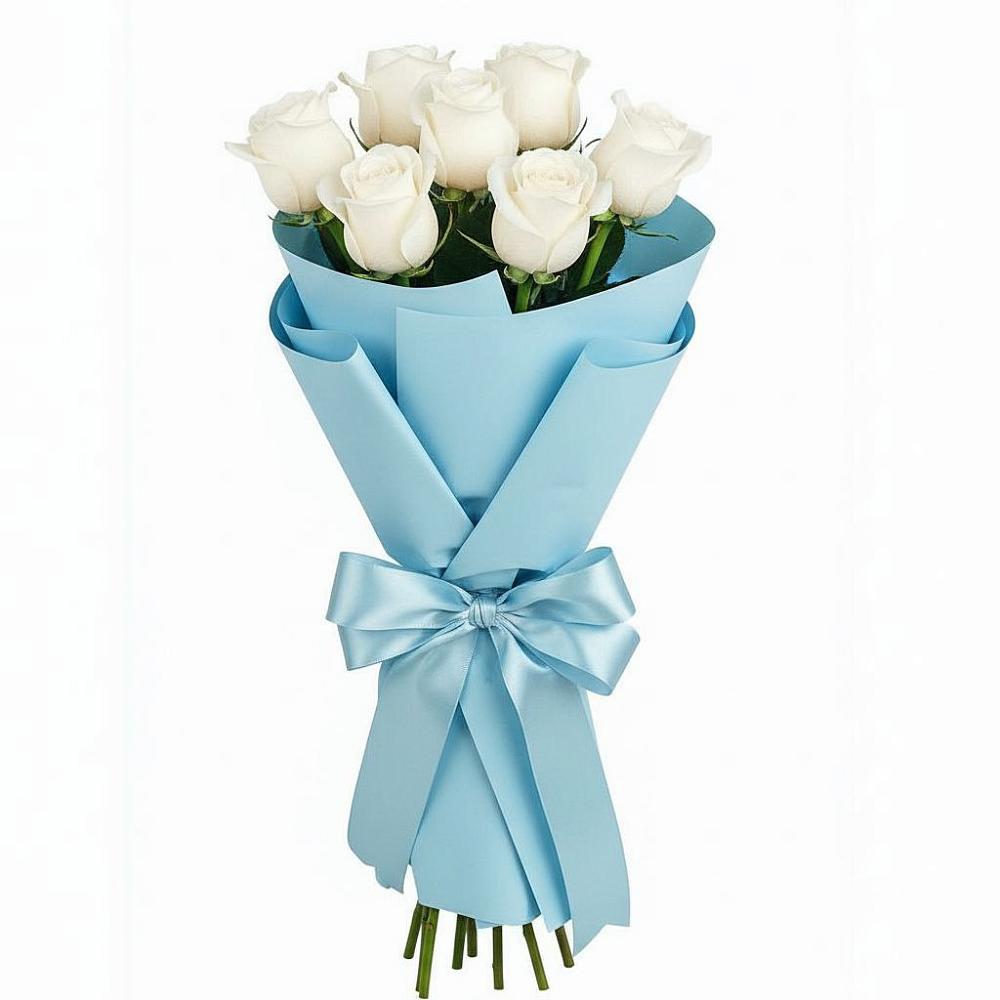 Букет 7 белых роз Проуд в Софьино