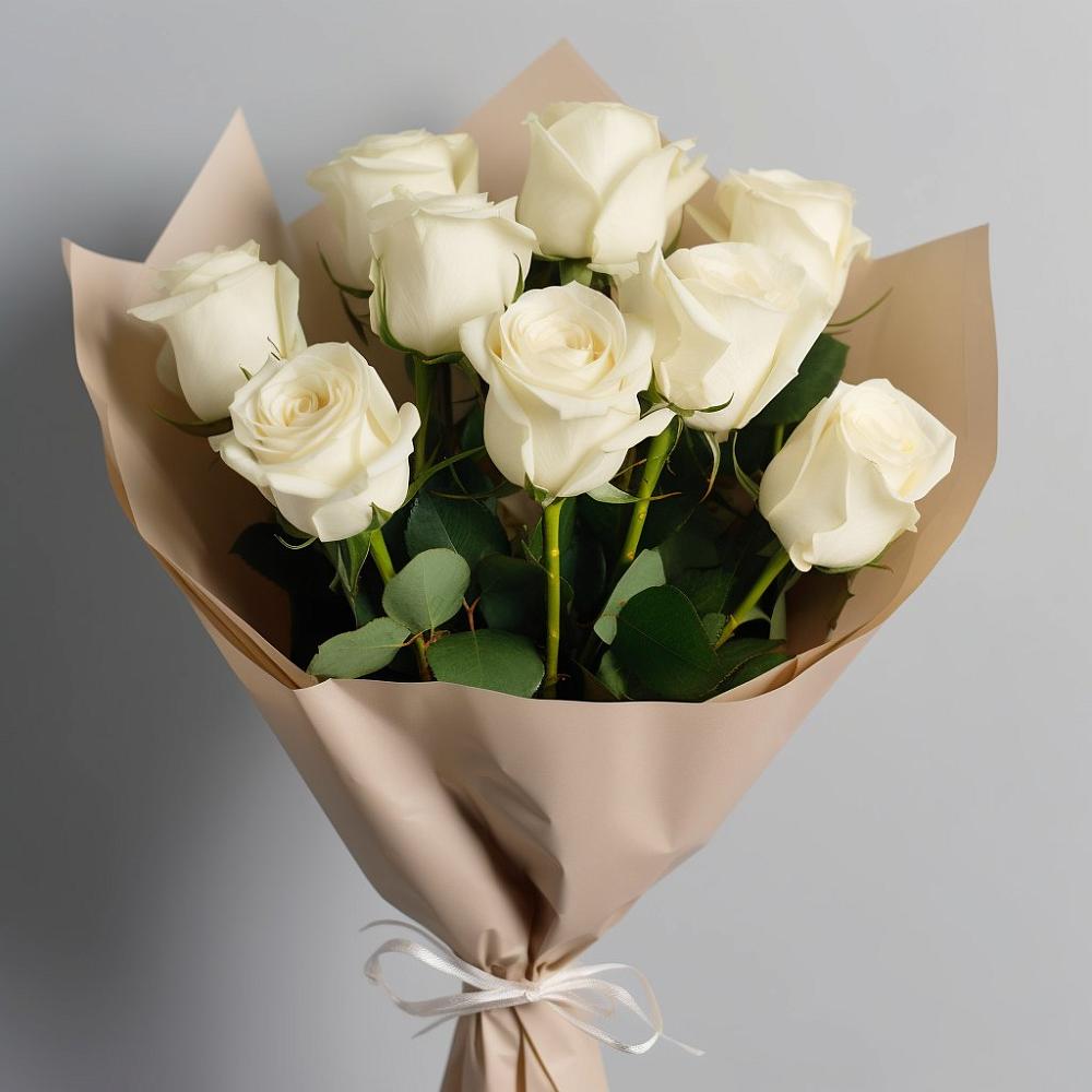 Букет 9 Белых роз Эдлесс Лав в Софьино