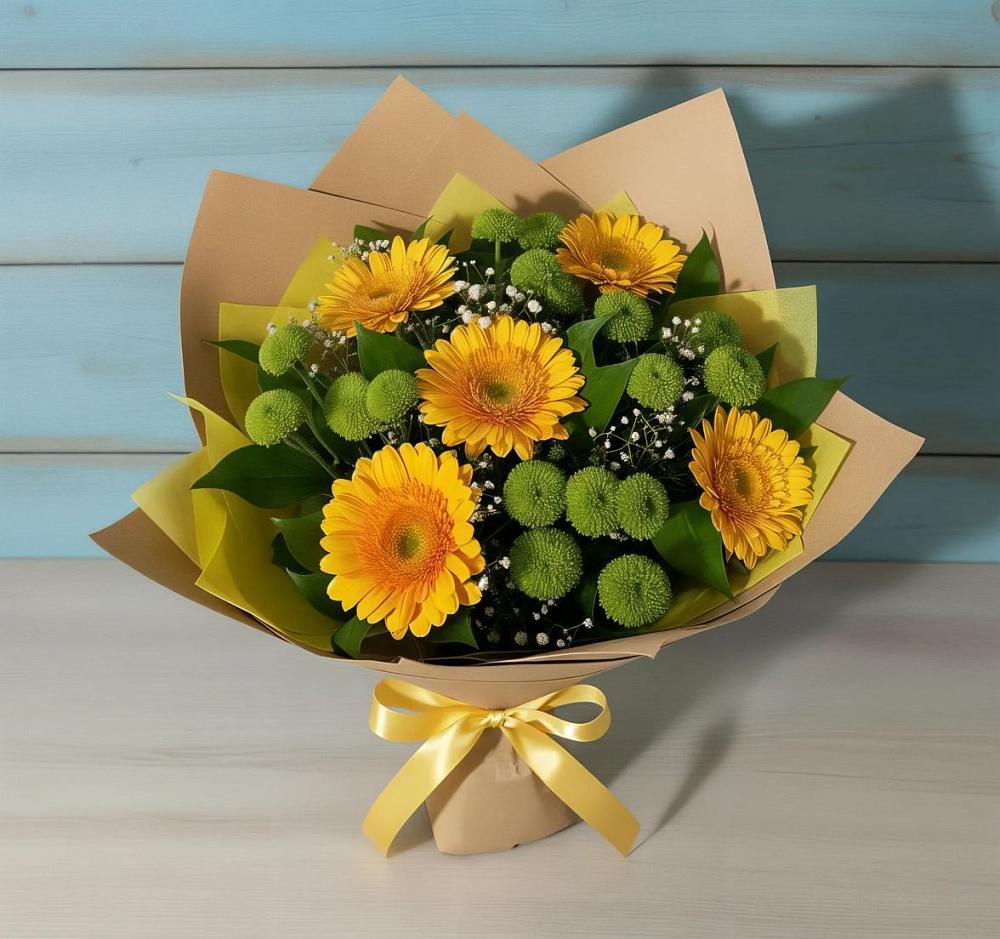 Букет цветов из: Герберы и Хризантемы в Софьино