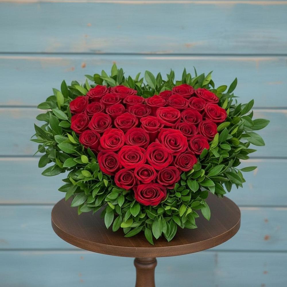 Цветочная композиция из Розы в виде сердца в Софьино