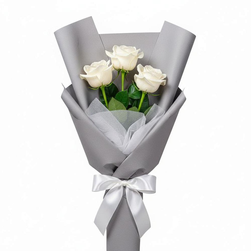 Букет 3 белые розы в Софьино