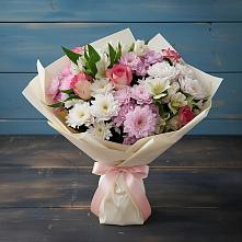 Букет цветов из:  Хризантемы, Альстромерии и Розы в Софьино