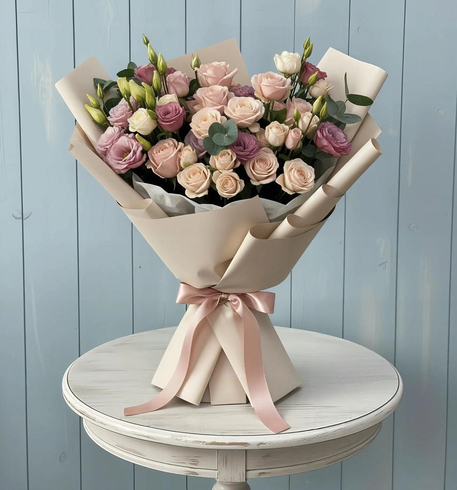 Букет цветов из: Розы и Лизиантусы в Софьино