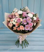 Букет цветов из:  Хризантемы, Розы и Альстромерии в Софьино