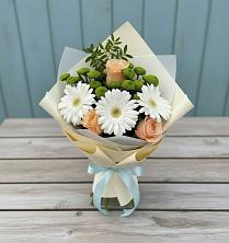 Букет цветов из:  Герберы, Розы и Хризантемы в Софьино