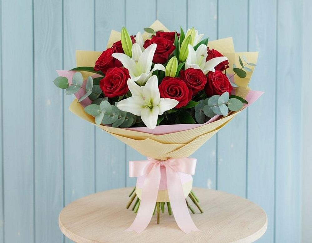 Букет цветов из: Лилии и Розы в Софьино